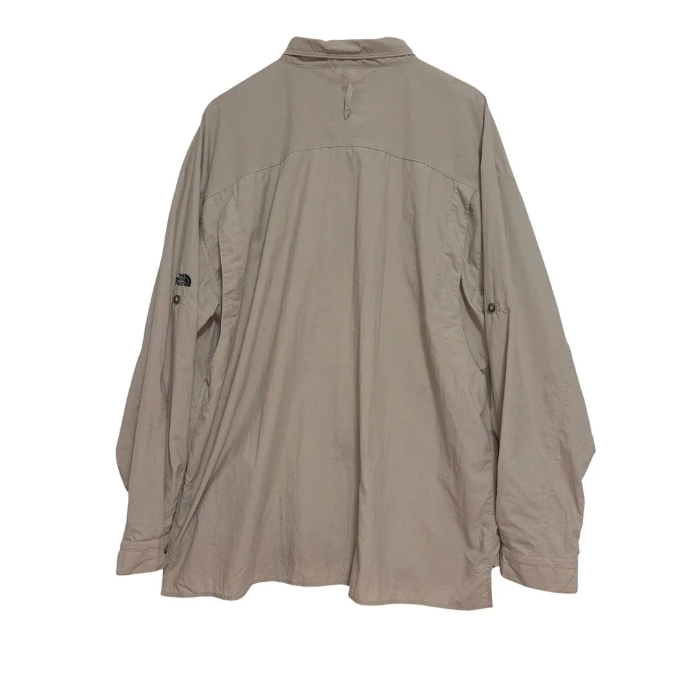 North‎ Face Hiking Shirt Men XL Tan Nylon Roll Tab Utility Gorpcore Fishing
